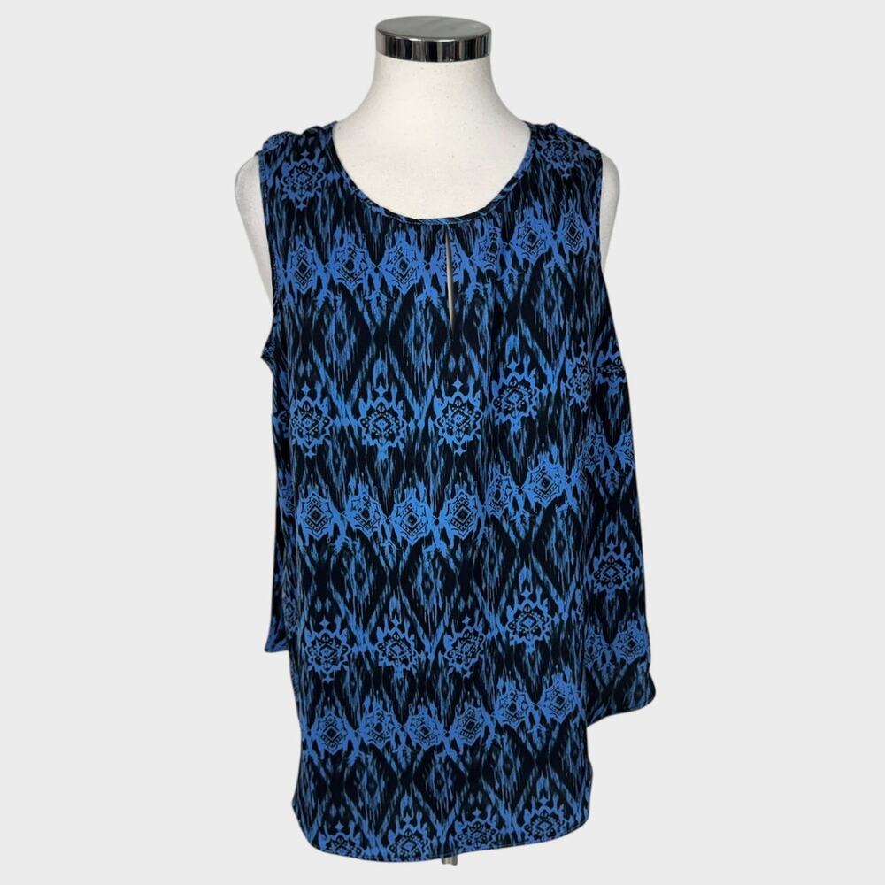 Cato Est 1946 14/16W Blue Black Pattern Sleeveless Blouse Polyester - Picture 9 of 11